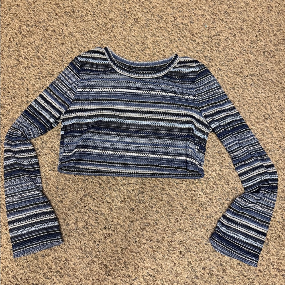 SHEIN Navy and White Striped Crop Top